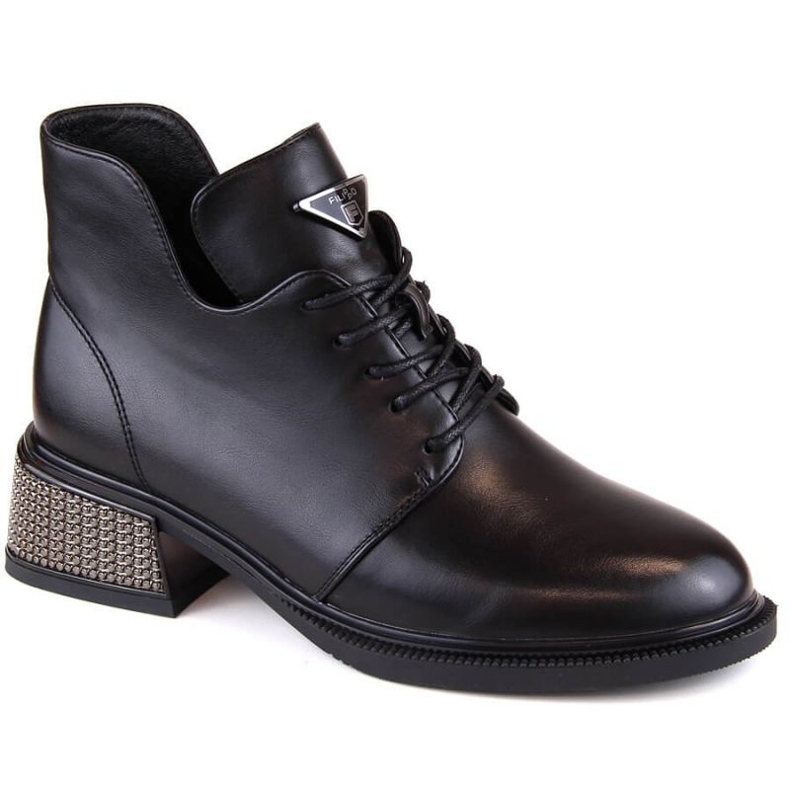 Filippo W PAW496 svarta isolerade ankelboots med dekorativ klack