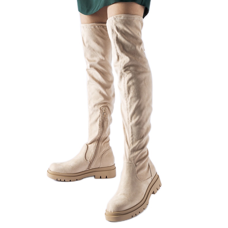 Beige platta over-the-knee boots från Milwake