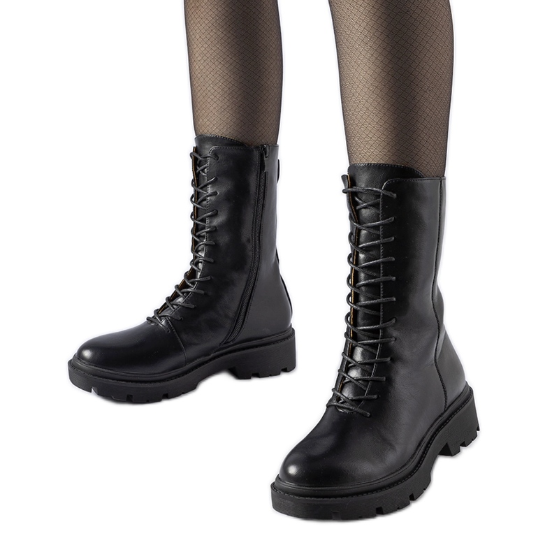 Svarta Michel arbetsstövlar med snörning