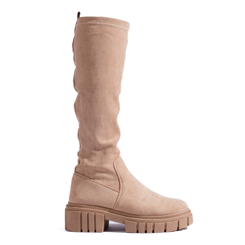 Slip-on stövlar i beige mocka från Shelovet