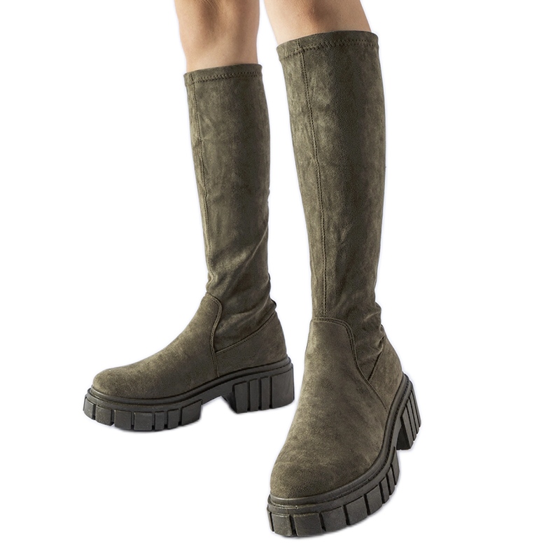 Gröna långa mockaboots från Donnino