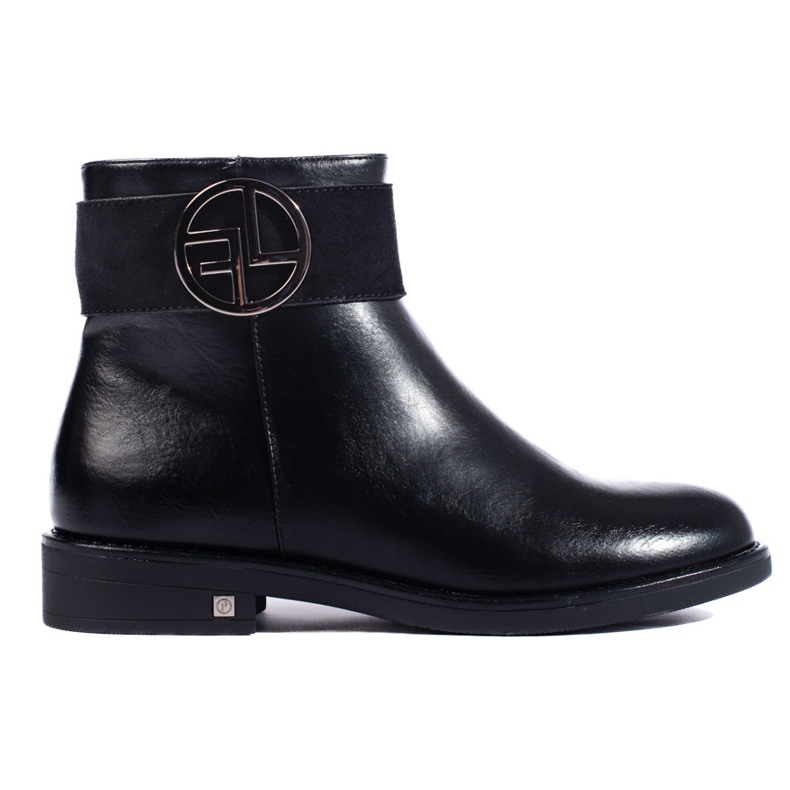 W. Potocki Svarta låga ankelboots med platt klack från Potocki