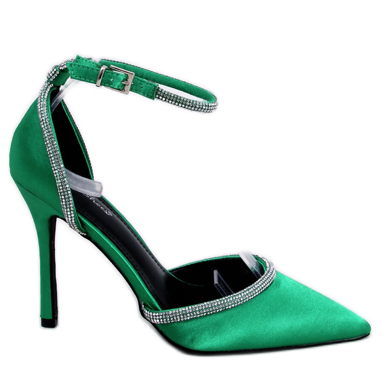 Högklackade pumps med cubic zirconia Conway Green grön