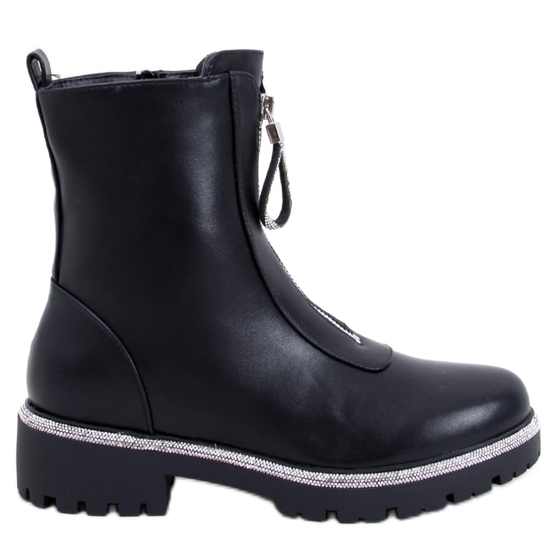 Teah Black ankelboots med cubic zirconia svart