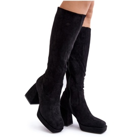 Isolerade stövlar för kvinnor med tjocka klackar, svart Layala