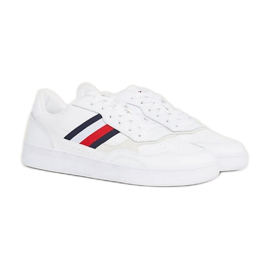 Tommy Hilfiger Court Cupsole Retro Lth Stripes M FM0FM04828YBS skor vit