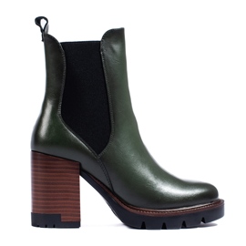 W. Potocki Mörkgröna Potocki Chelsea boots med höga klackar