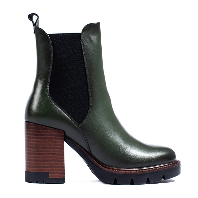 W. Potocki Mörkgröna Potocki Chelsea boots med höga klackar