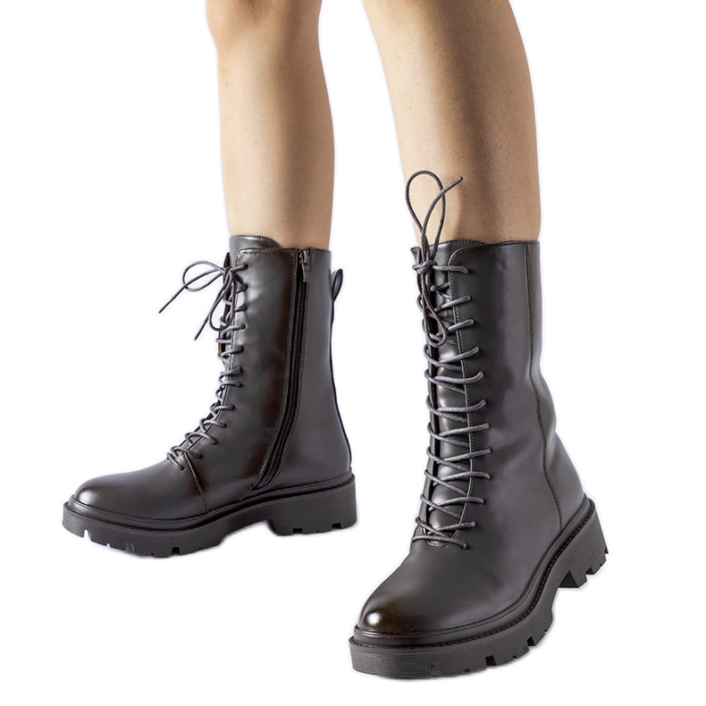 Grå Michel arbetsstövlar med snörning