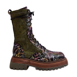 Arbetarstövlar i läder för kvinnor Maciejka 06203-09 Flerfärgad svart