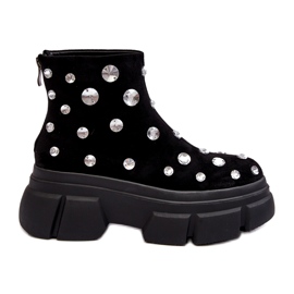 S.Barski Mockaisolerade stövlar med kristaller D&amp;A MR870-83 Svart