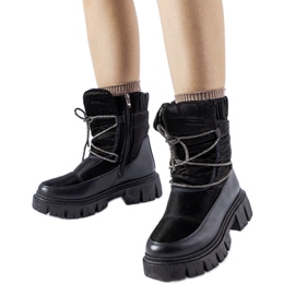 Svarta snöstövlar med Pettenasco strass