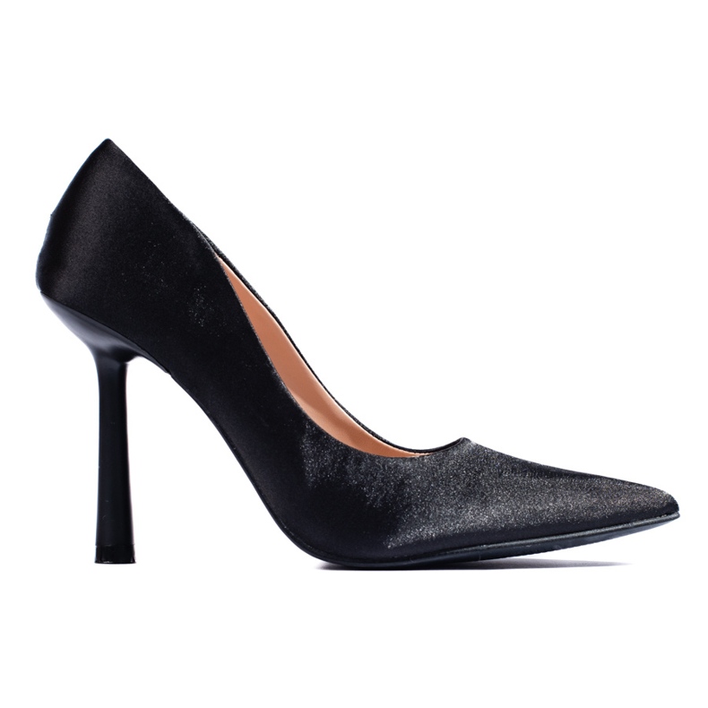 Satinsvarta eleganta Shelovet högklackade pumps