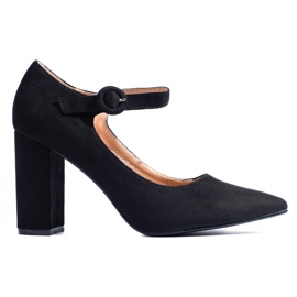 Svart mocka Shelovet högklackade pumps