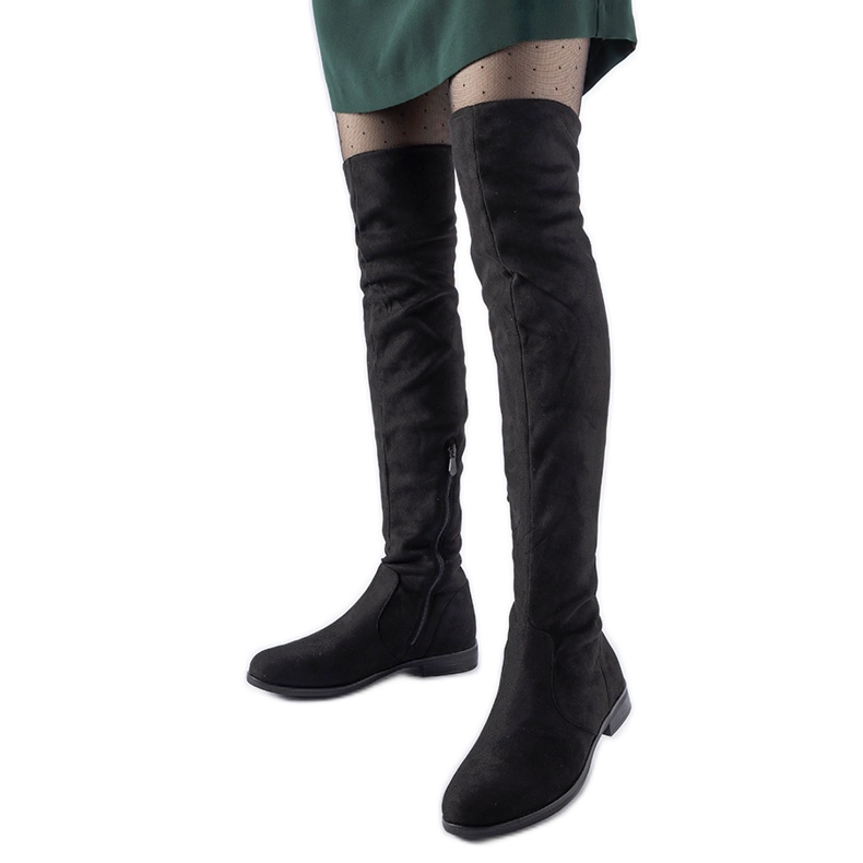 Långa svarta varma Scandale-stövlar i ekomocka