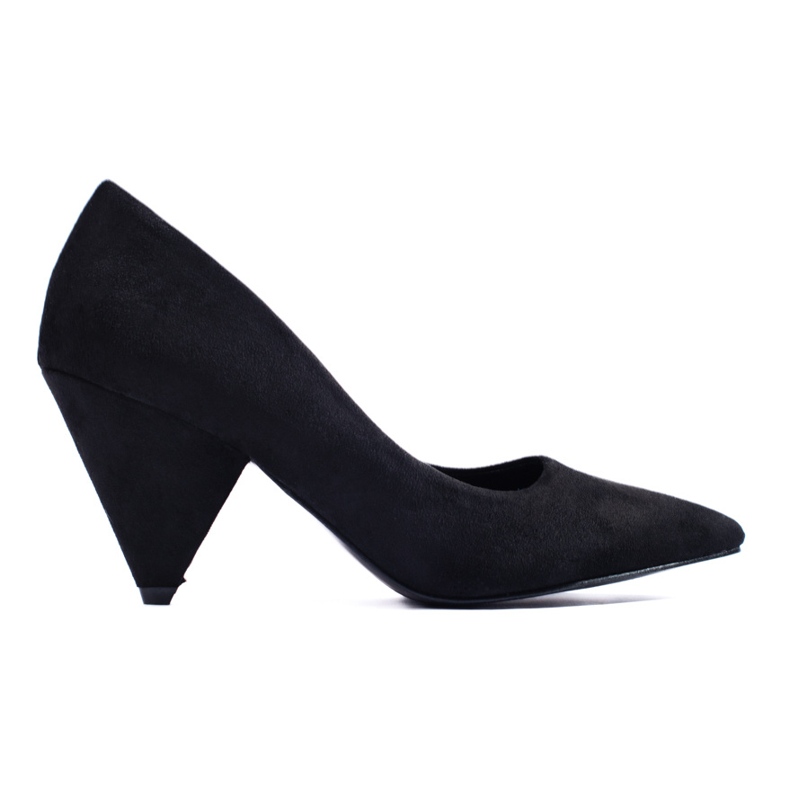 Shelovet pumps med koniska häl i svart mocka
