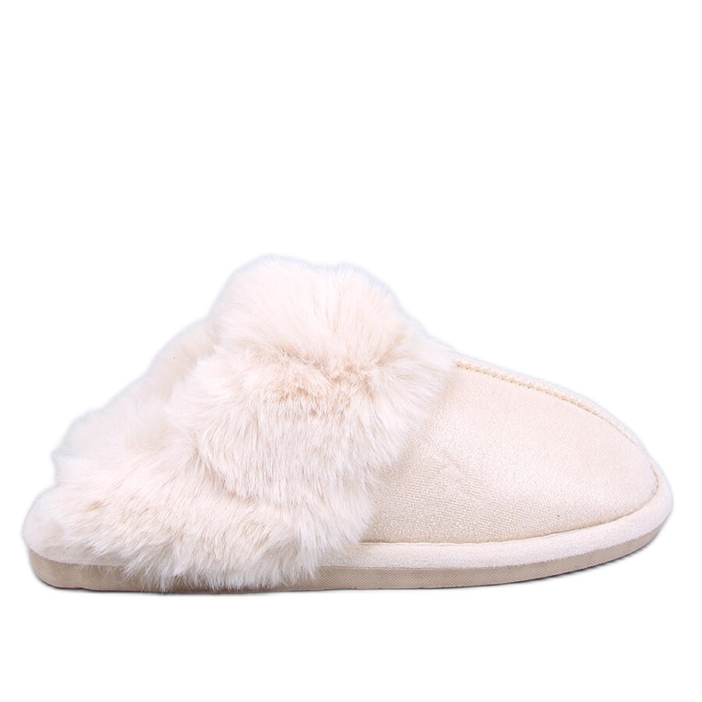 Otteys Ecru damtofflor med päls beige