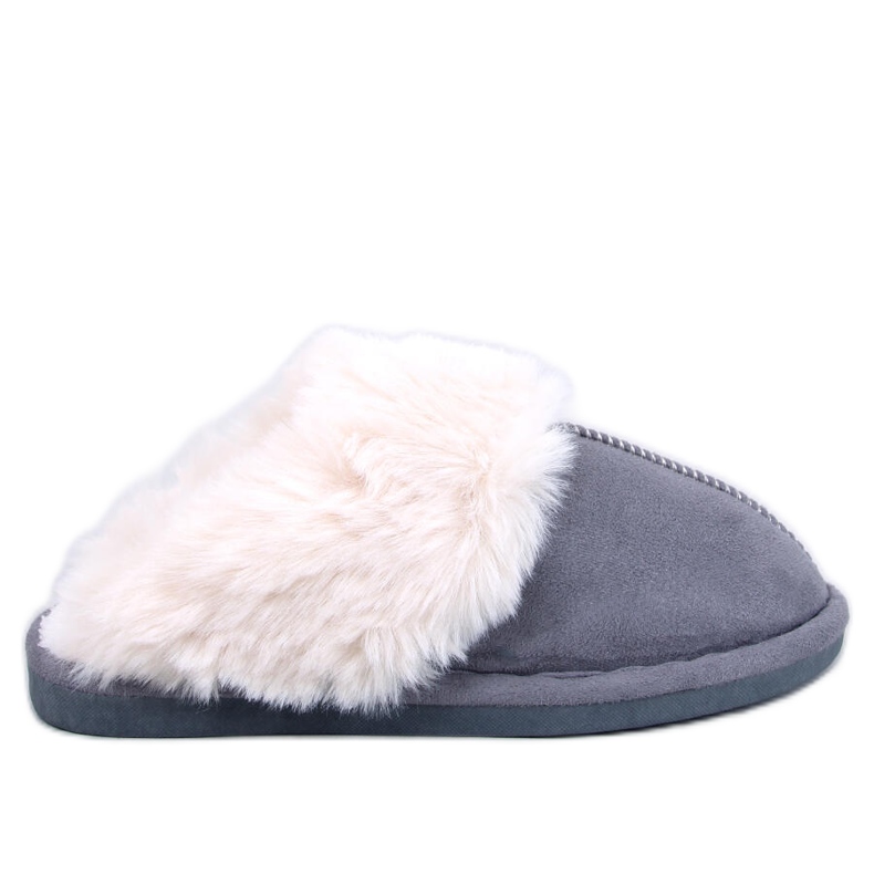 Otteys Grå damtofflor med päls