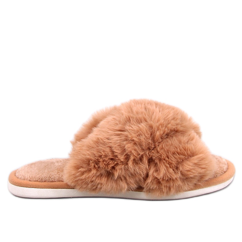 Parris Camel pälstofflor med korsband brun