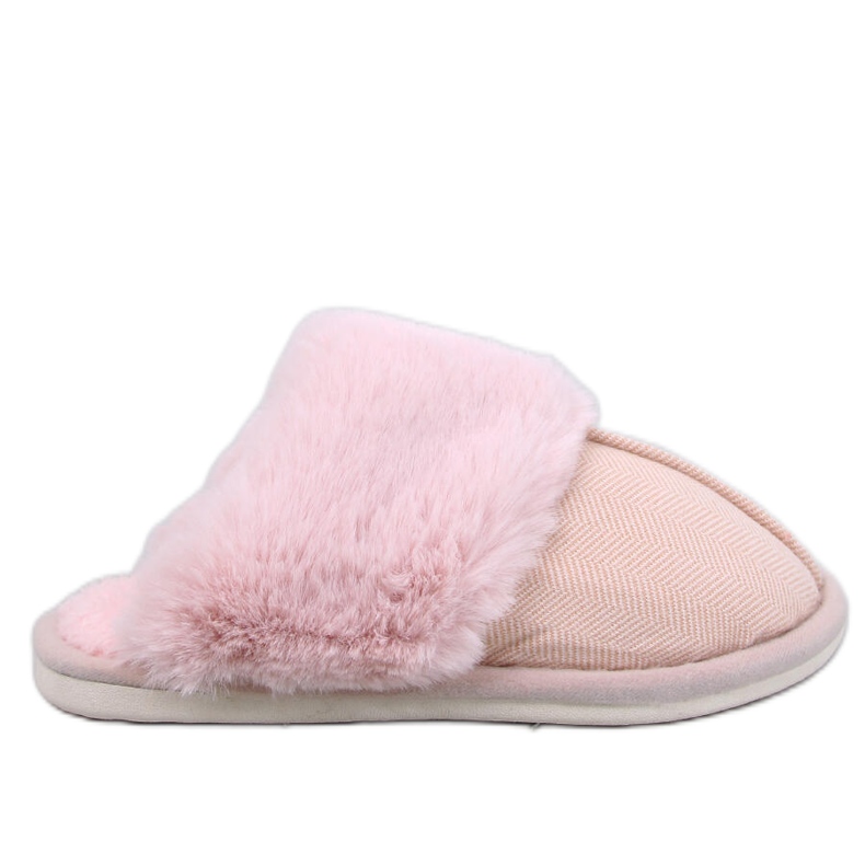 Allens Powder Pink fiskbenstofflor med päls rosa