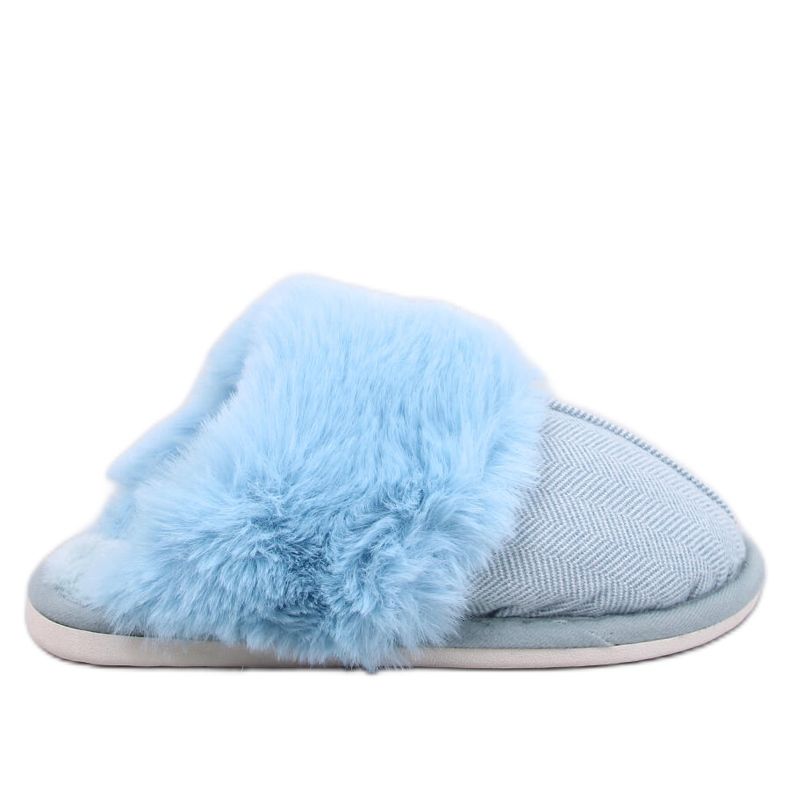 Fiskbenstofflor med päls Allens Blue blå