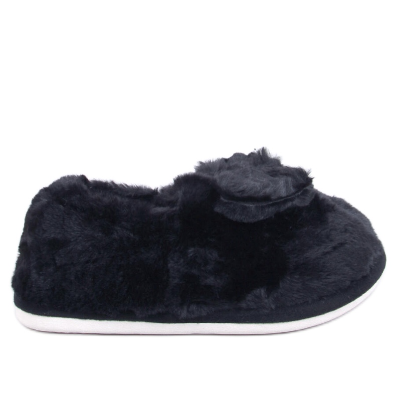 Pälstofflor med rosett Emres Black svart