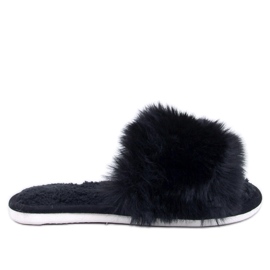 Kemars tofflor i svart päls med öppen tå