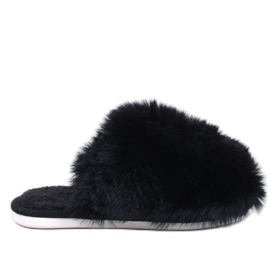 Calvert Black damtofflor i päls svart
