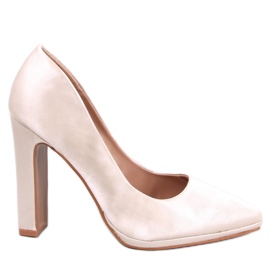 Satinpumps med breda klackar Olivv Beige