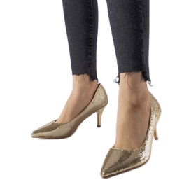 Ernesto stilettpumps med paljetter i guld gyllene