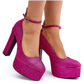 Fuchsia Mommoi glitter högklackade pumps rosa