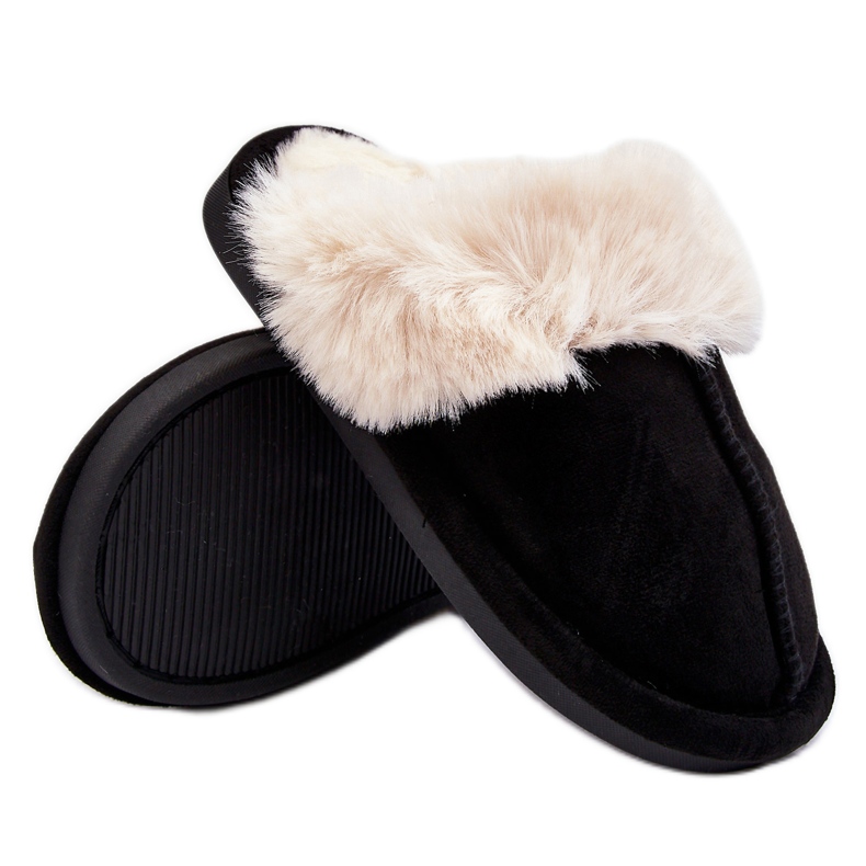 Svarta Befana barntofflor med päls