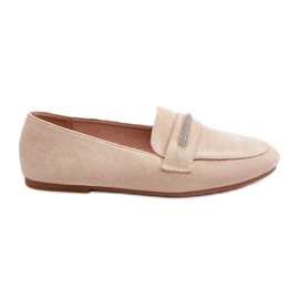Beige Ladit Loafers i eko-mocka för kvinnor
