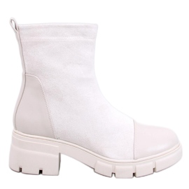 Olson Beige stövlar med bred klack