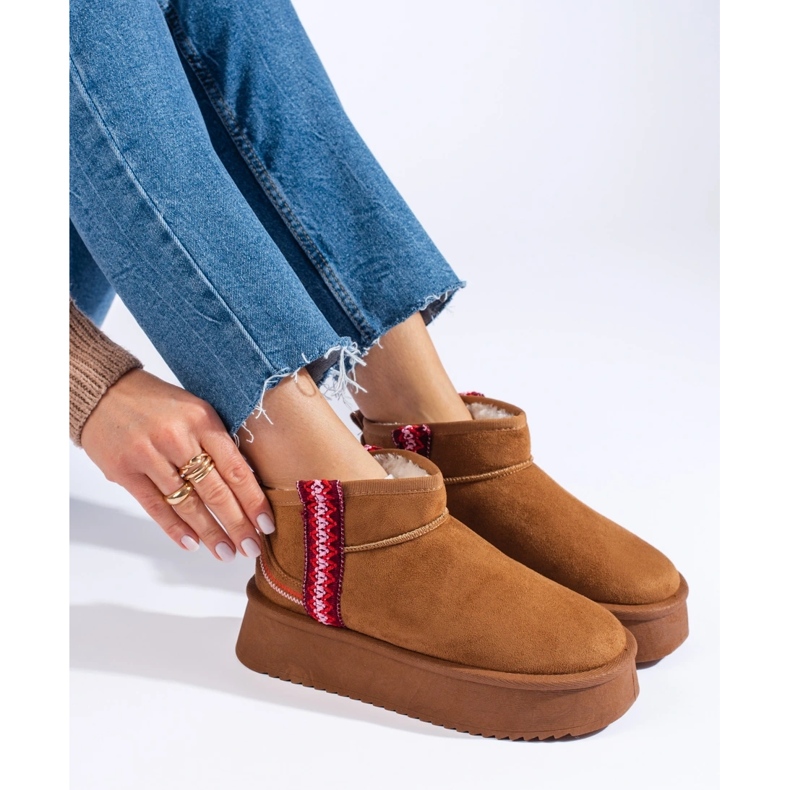 Shelovet snöstövlar i kamelmocka för kvinnor brun