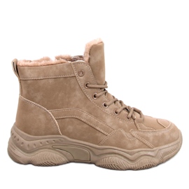 Elius Khaki isolerade vintersneakers beige