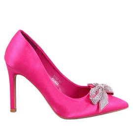 Satinnålar med rosett Trini Fuchsia rosa