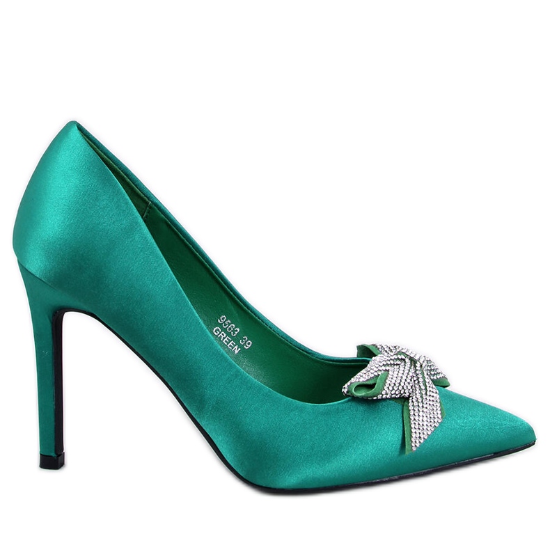 Trini Green satin rosett klackar grön