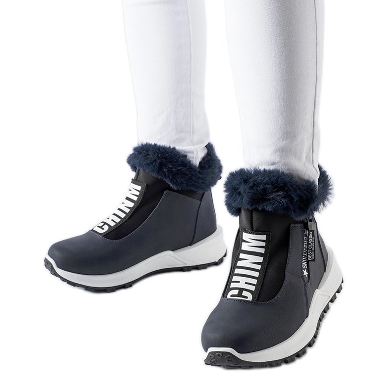 Marinblå isolerade Oneglia high-top sneakers