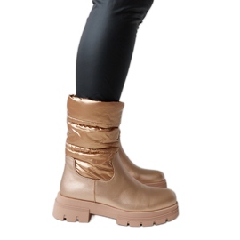 Metalliskt isolerade ankelboots med Malvaro-quiltning beige