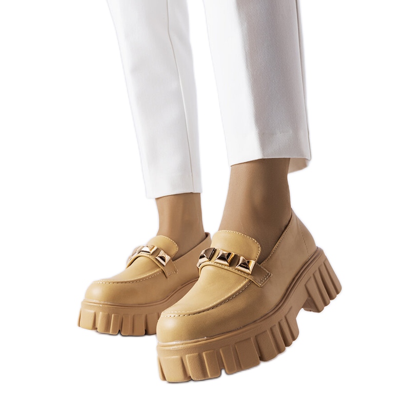 Beige Frisco plattform loafers