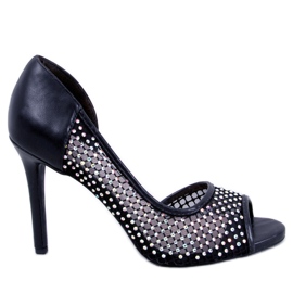 Glas Svarta klackar med öppen tå