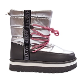 Snöskor för kvinnor med snörning i silver lilar