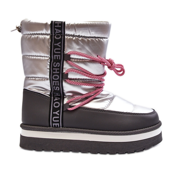 Snöskor för kvinnor med snörning i silver lilar silver-