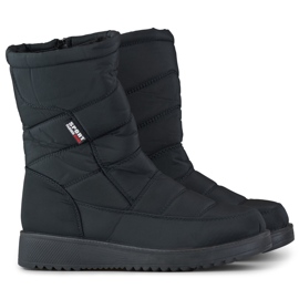 Damisolerade snöstövlar, quiltad päls, låg plattform svart