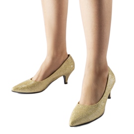 Pescara guld brokad låga pumps gyllene