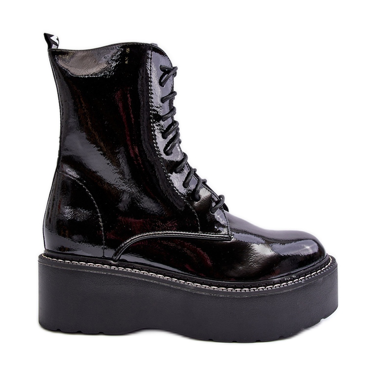 Lackstövlar för kvinnor med tjock sula Svart Movana