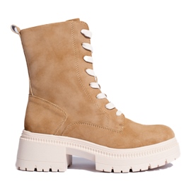 W. Potocki Potocki kamel stövlar med snörning brun