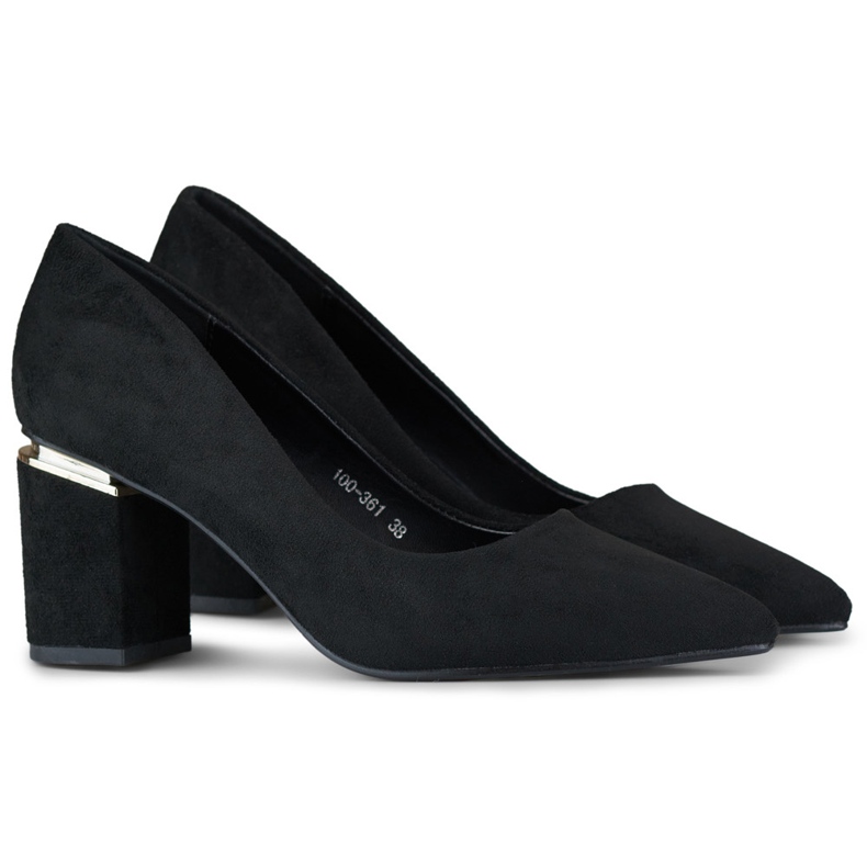 Svarta högklackade pumps i mocka för kvinnor