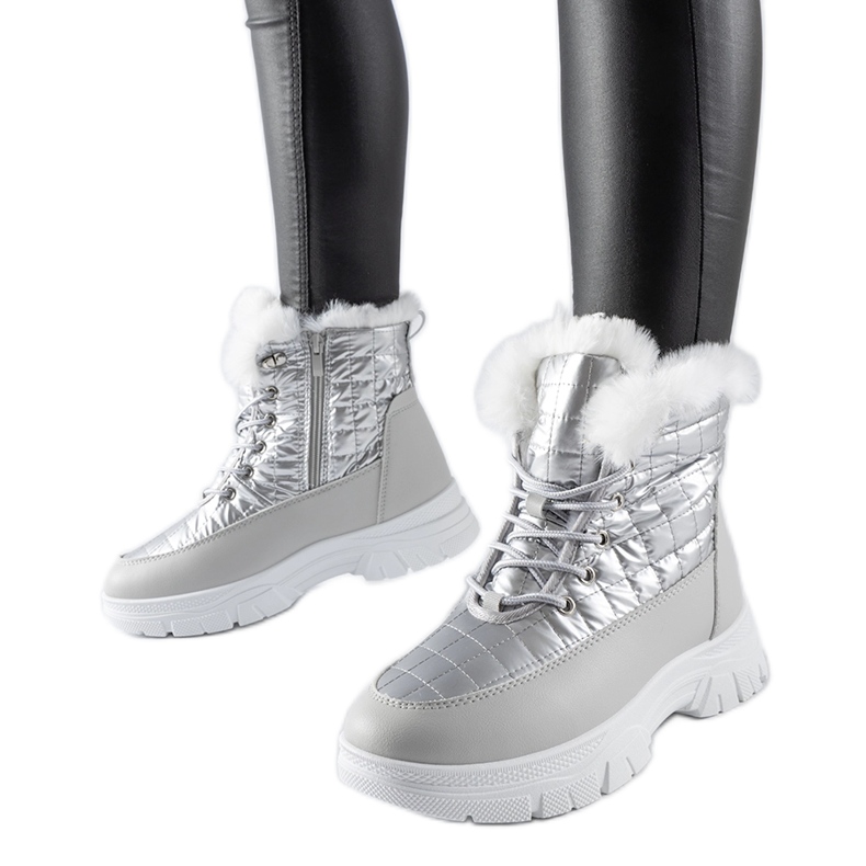 Silverisolerade snöstövlar på Dwayn-plattformen silver-